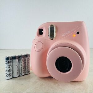 Fujifilm Instax Mini 7+ Plus Instant Camera Pink - NEW Batteries - Tested Works